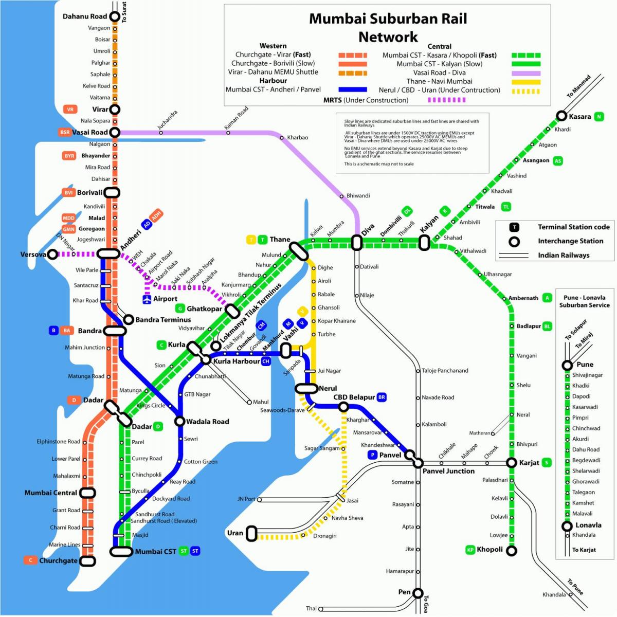 bản đồ đường sắt của Mumbai