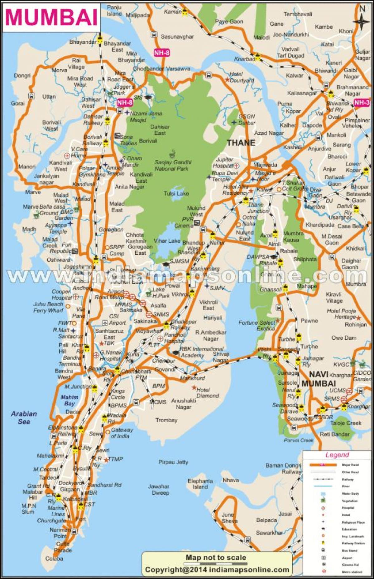 bản đồ vật lý của Mumbai