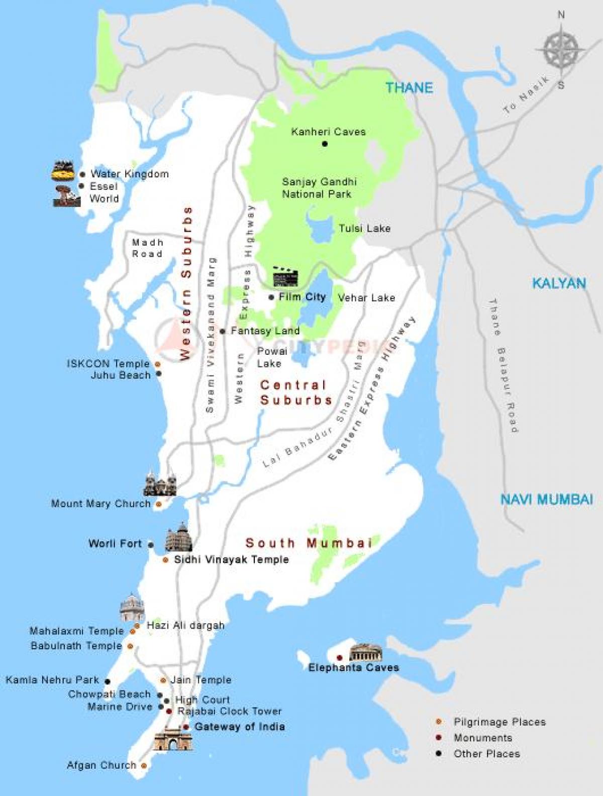bản đồ của Mumbai du lịch những nơi