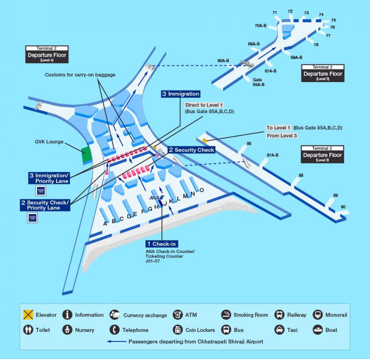 Sân bay quốc tế Mumbai thiết bị đầu cuối 2 bản đồ